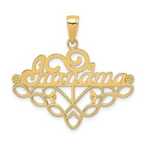 Million Charms 14k Yellow Gold GRANDMA Birthstone Charm Holder Pendant